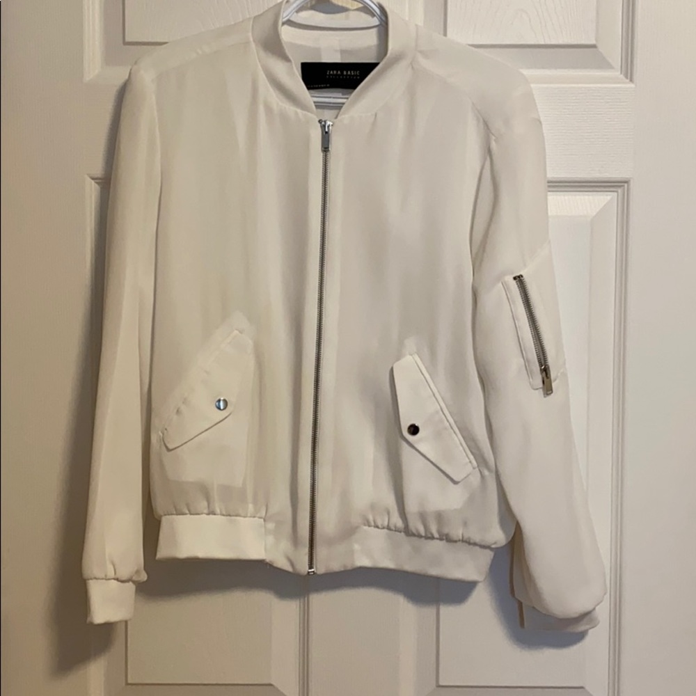 White zara basics bomber jacket